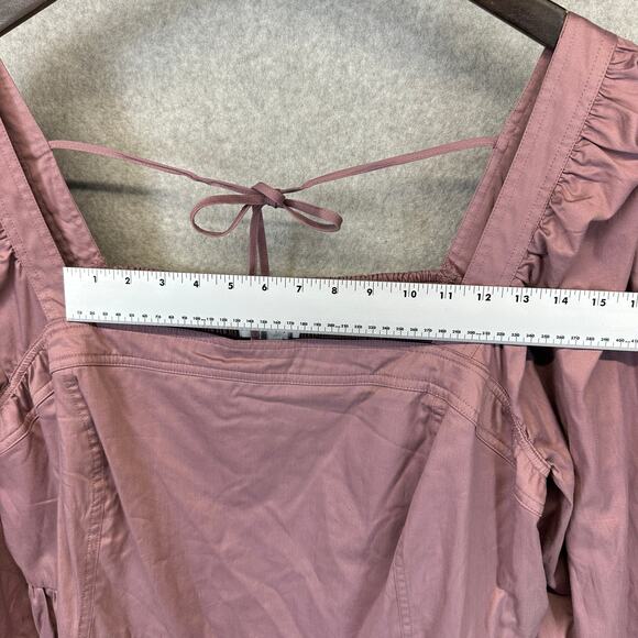 Ava & Viv Balloon Long Sleeve Woven Midi A-Line Dress Size 3X Mauve Square Neck - Picture 11 of 14